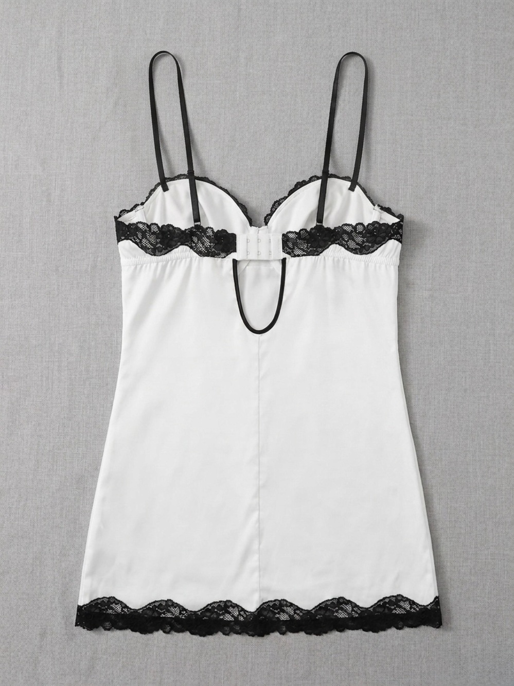 La SENZA White Slip Dress with Black Lace Trim - Picture 4 of 5